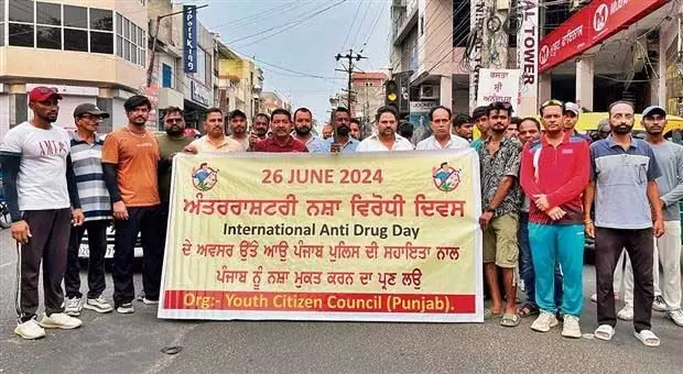 Hoshiarpur: नशीली दवाओं के दुरुपयोग के खिलाफ मार्च निकाला गया