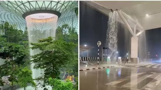 Delhi: दिल्ली हवाई अड्डे के ‘झरने’ की सिंगापुर के चांगी फव्वारे से व्यंग्यात्मक तुलना