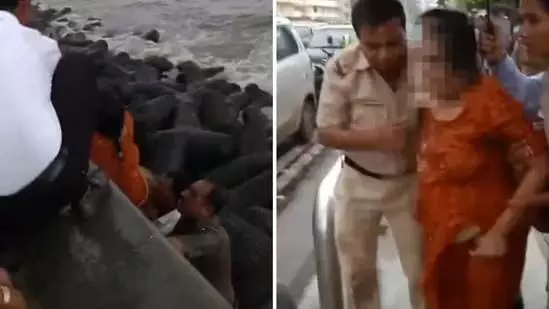 Mumbai News: मुंबई पुलिस ने डूबती महिला को बचाने के लिए समुद्र में छलांग लगाई