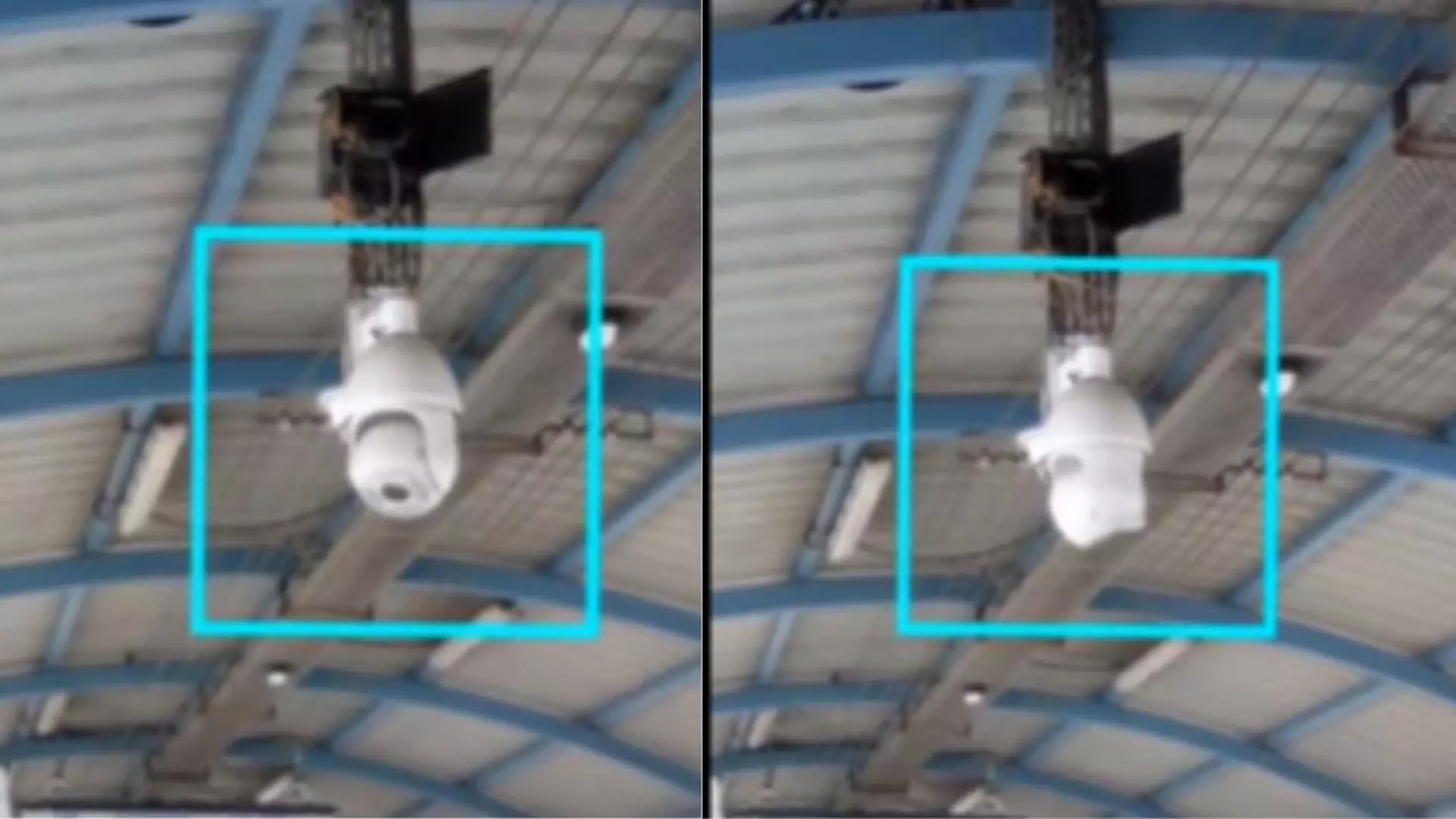 Railway station पर दिखा घूमता हुआ सीसीटीवी कैमरा, वीडियो वायरल