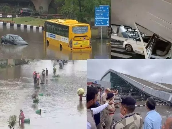National Capital में भारी बारिश से जलभराव, ट्रैफिक जाम, कई वाहन डूबे