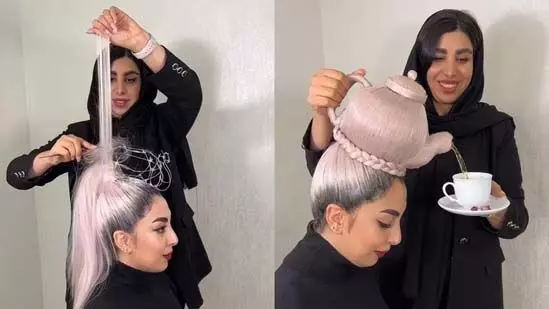 Iranian Hairstylist ने इंस्टाग्राम पर दिखाया अपना ‘टीपॉट’ हेयरस्टाइल