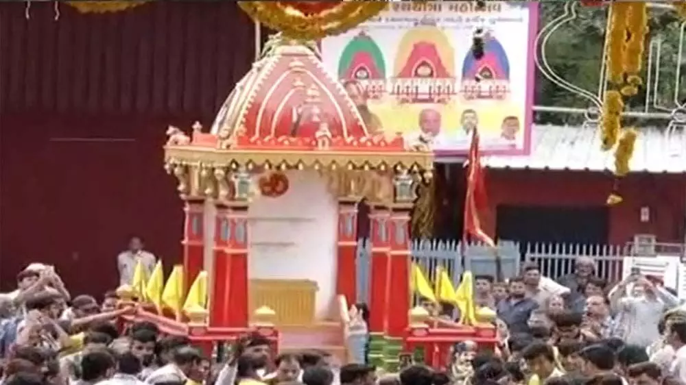 Ahmedabad Rath Yatra 2024 : भगवान जगन्नाथजी के तीन रथों का मंदिर परिसर में आगमन