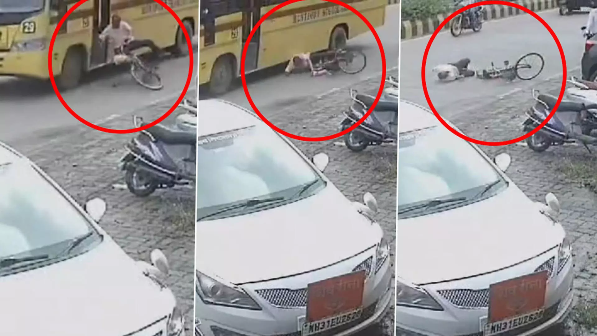 मौत का LIVE VIDEO, तेज रफ्तार बस ने साइकिल सवार बुजुर्ग को कुचला