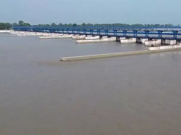 River के जलग्रहण क्षेत्रों में व्यापक वर्षा के कारण शारदा बैराज उफान पर