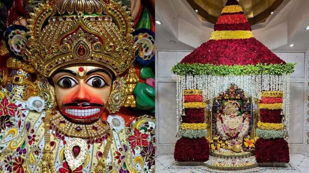 Gujarat : सारंगपुर कष्टभंजना देव हनुमान दादा का गुलाब के फूलों से दिव्य शृंगार किया गया