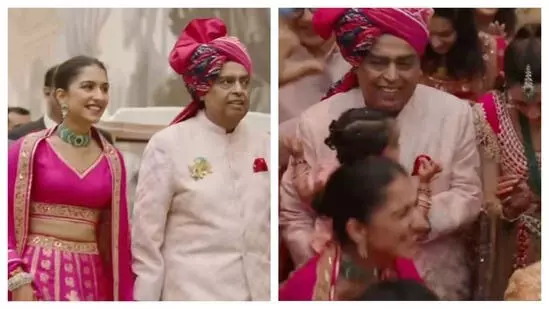 बारात में Pink Lehenga में दिखी राधिका मर्चेंट