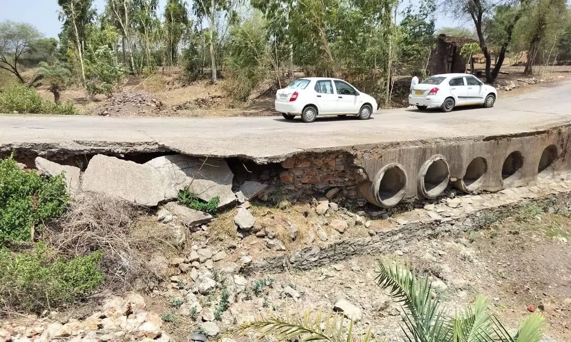 Jodhpur: पहली बारिश में  केरू रिंग रोड क्षतिग्रस्त हुआ