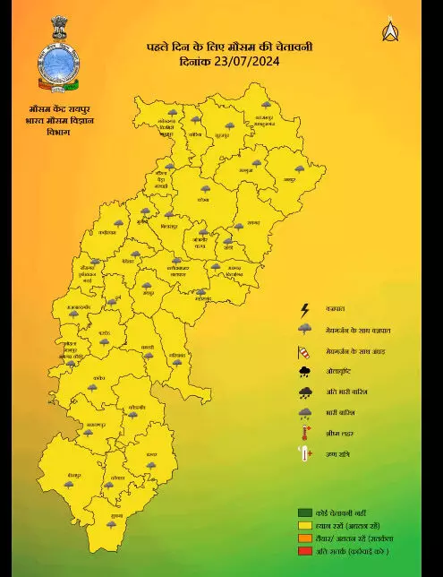 Raipur जिले में मध्यम बारिश का रिकॉर्ड दर्ज