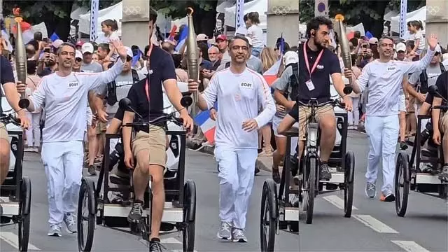 Abhinav Bindra ने पेरिस ओलंपिक रिले में ओलंपिक मशाल थामे