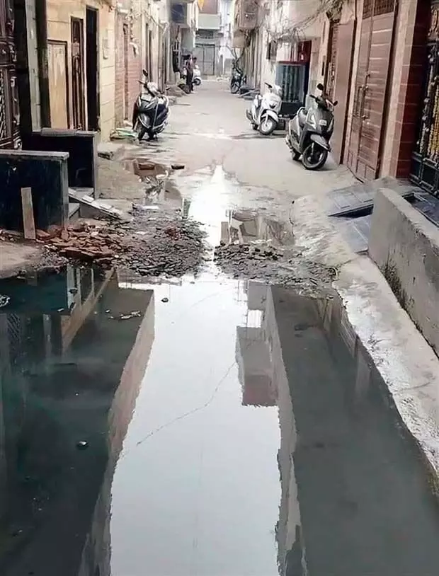 Amritsar के गुरबक्श नगर में सीवर लाइन जाम होने से लोग परेशान