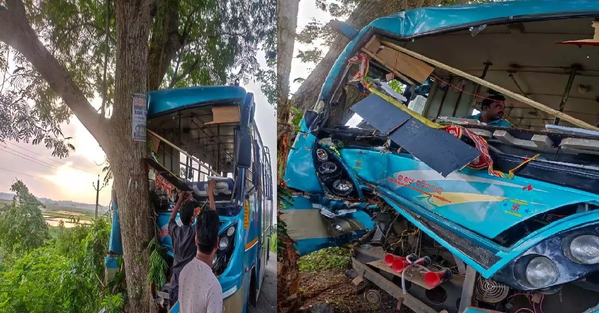 Jaleswar : पेड़ से टकराई यात्री बस, ड्राइवर समेत 15 लोग घायल