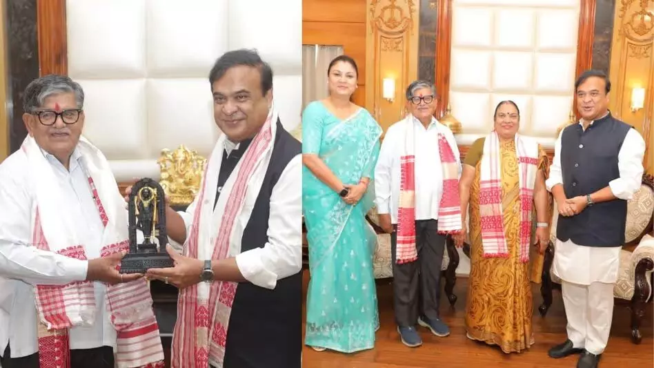 Assam : हिमंत बिस्वा सरमा ने निवर्तमान असम के राज्यपाल को विदाई दी
