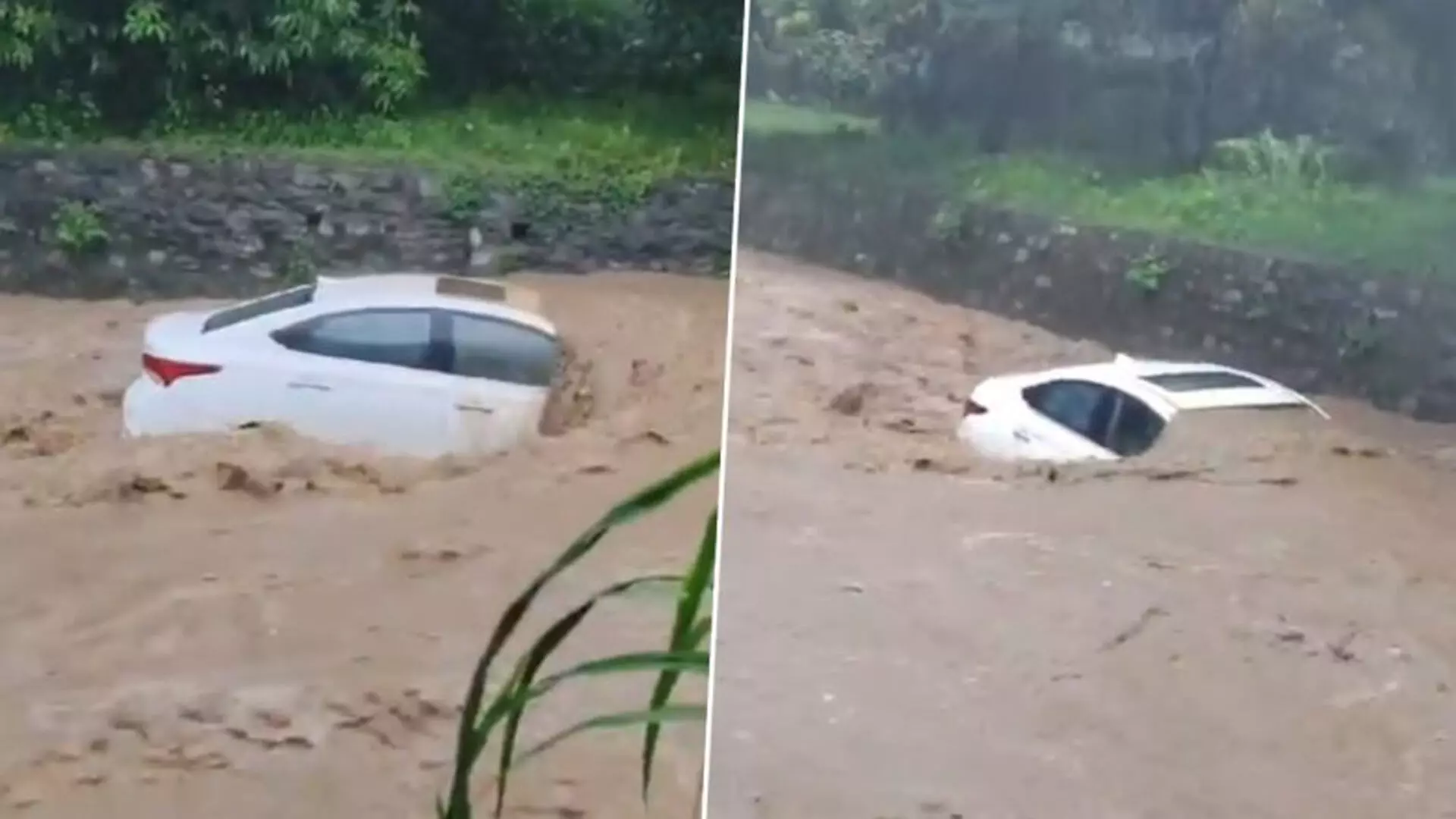 Viral Video: नाले में पानी के तेज बहाव में बह गई कार, दो लोगों की बाल-बाल बची जान