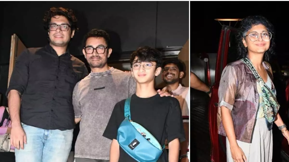Aamir Khan अपने दोनों बेटों के साथ पोज़ देते हुए