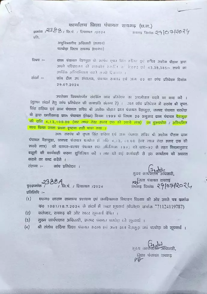 सरपंच-सचिव बने पंचायत माफिया, जांच में लाखों की वित्तीय अनियमितताएं हुई उजागर