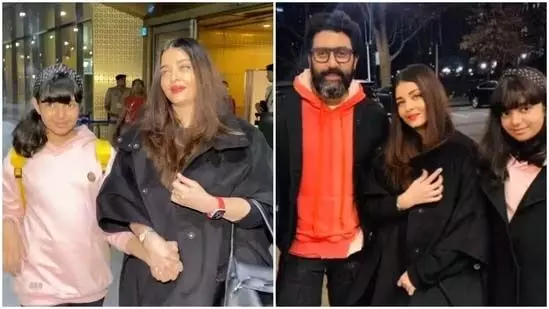 Aishwarya Rai एयरपोर्ट स्टाफ के साथ पोज देती हुई नजर आईं