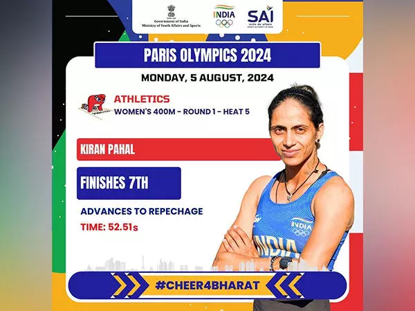 Paris Olympics: किरण पहल महिलाओं की 400 मीटर रेपेचेज स्पर्धा में भाग लेंगी