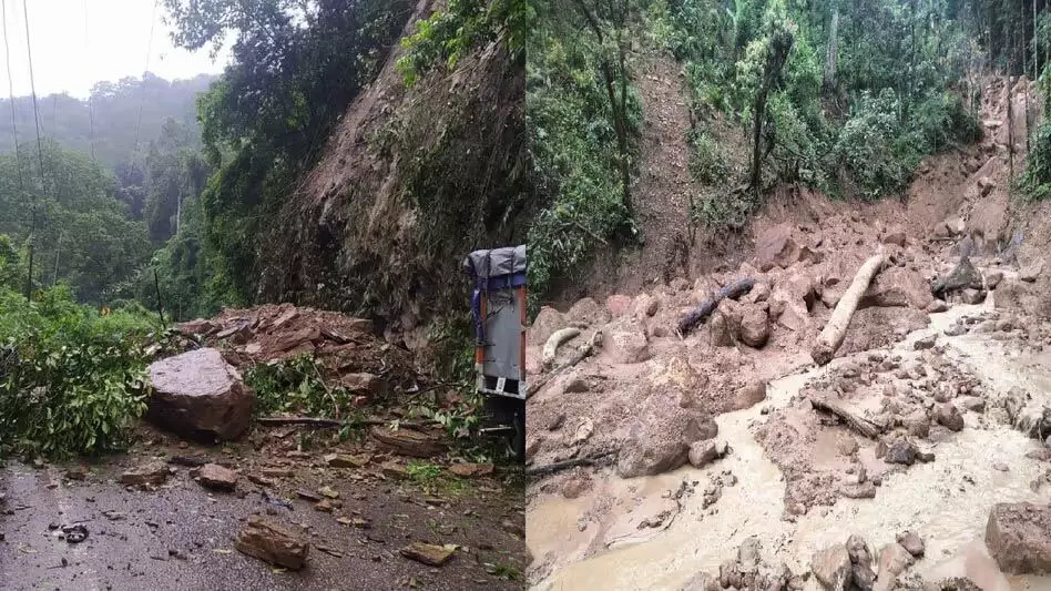 Meghalaya : सोनापुर और कुलियांग में भारी भूस्खलन से एनएच-06 पर यातायात बाधित
