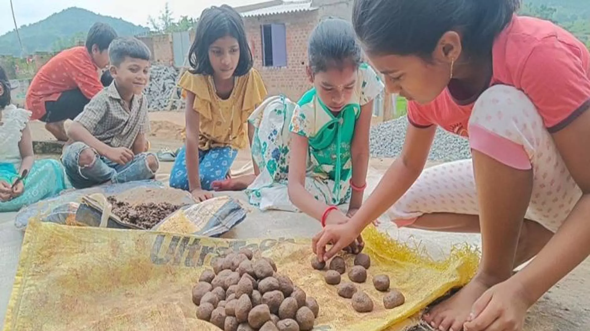 Daringbadi छात्र वृक्षारोपण को प्रोत्साहित करने के लिए बीज बॉल बना रहे