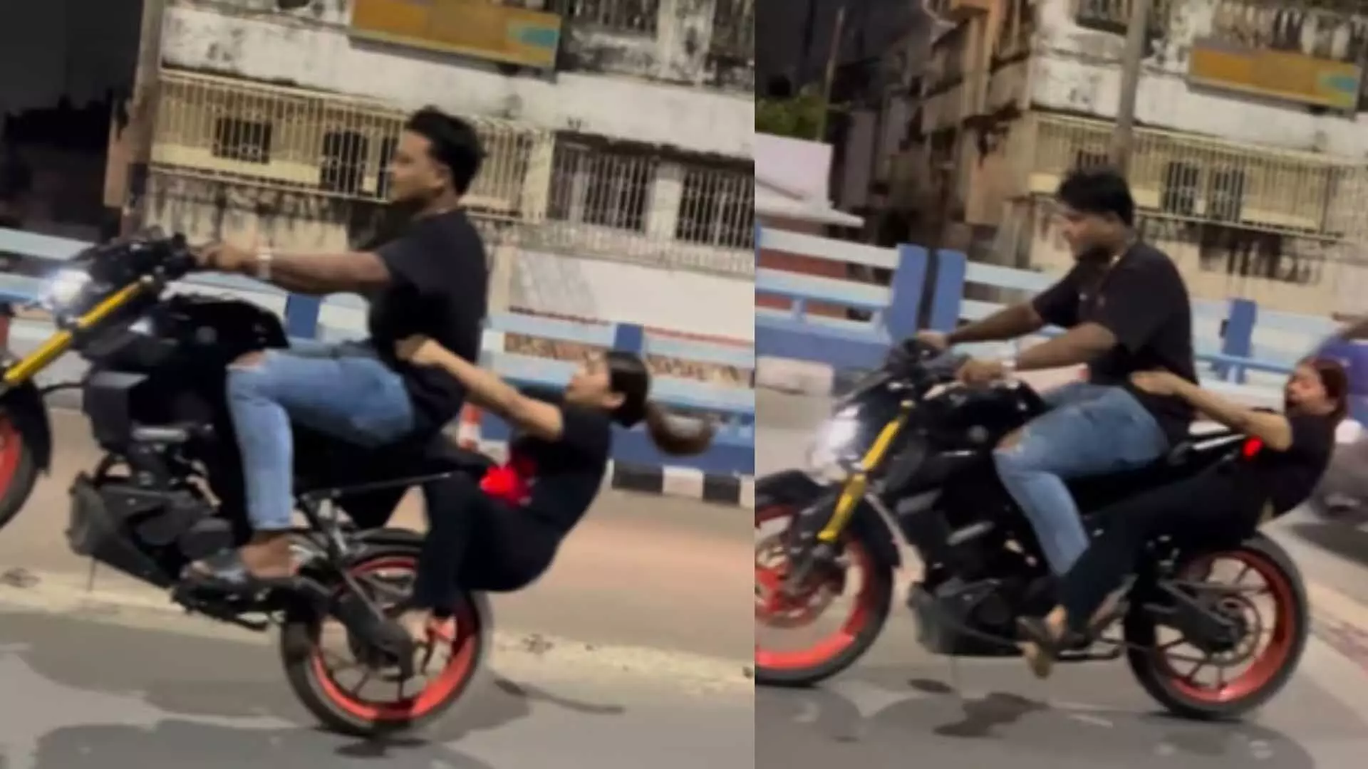 VIRAL VIDEO: Biker ने किया खतरनाक स्टंट, सीट से सीधा टायर पर पहुंची लड़की, फिर...