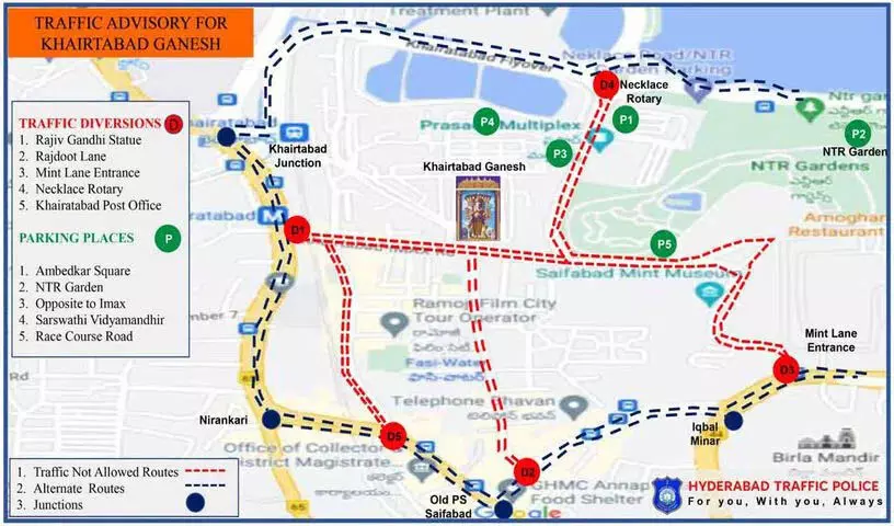 खैरताबाद गणेश उत्सव, Hyderabad में यातायात परिवर्तन