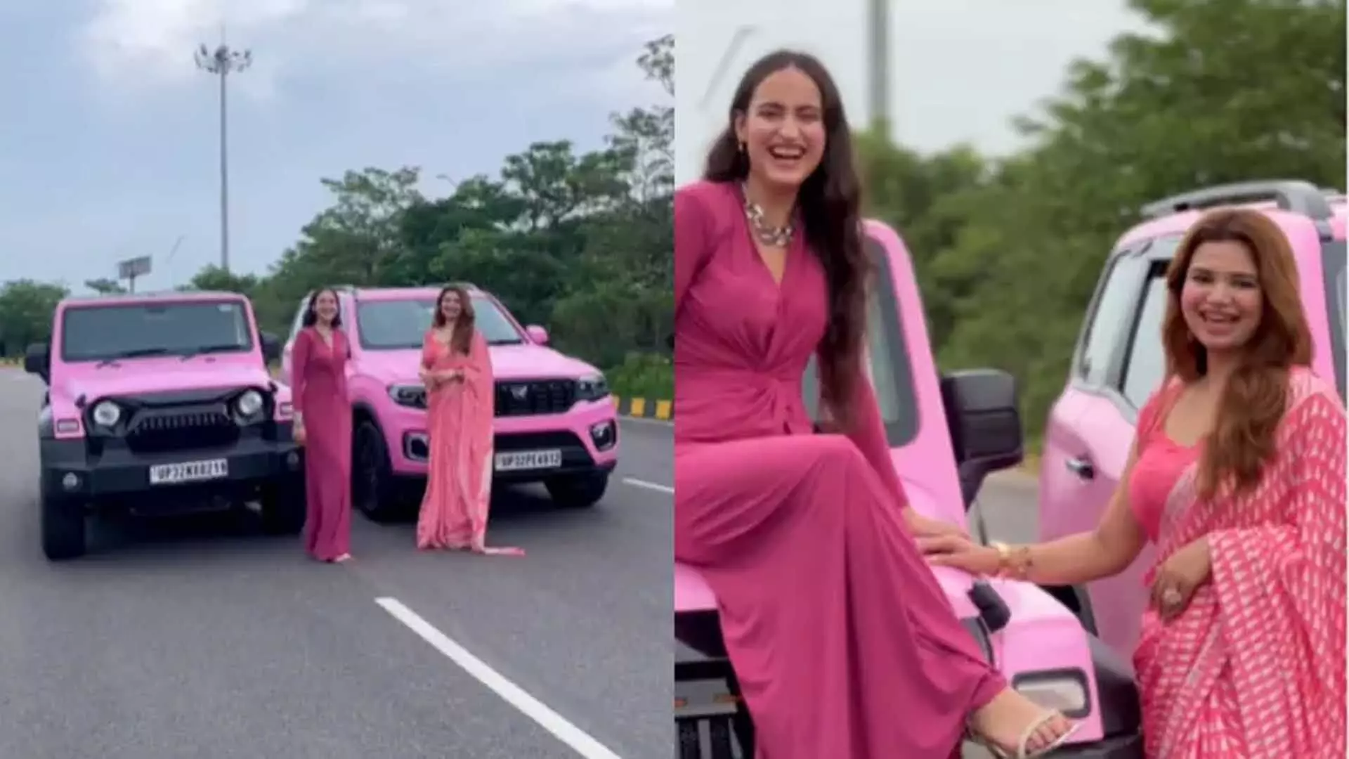 Pink SUV वाली लखनऊ की महिलाओं ने सोशल मीडिया पर मचा दिया बवाल