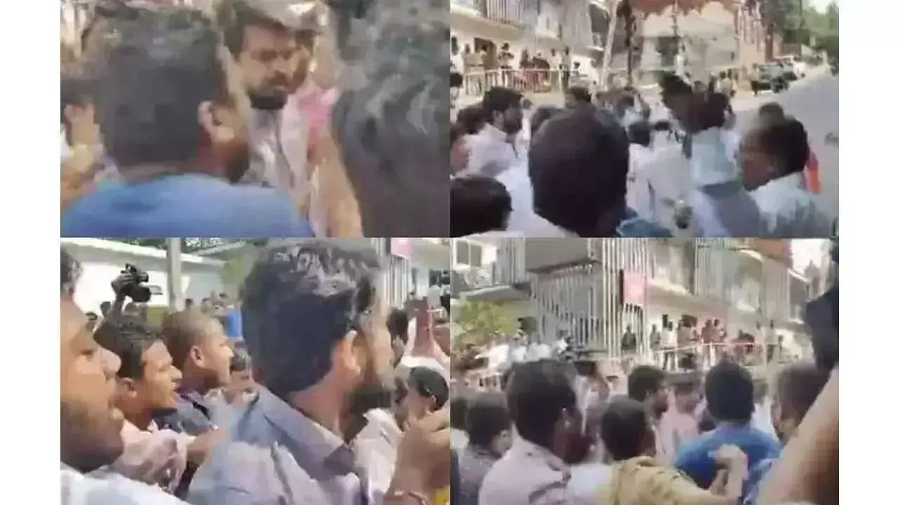 तेलंगाना भवन पर BRS और कांग्रेस कार्यकर्ताओं में झड़प तेलंगाना भवन पर BRS और कांग्रेस कार्यकर्ताओं में झड़प
