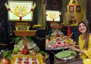 Navratri : शिल्पा शेट्टी ने घर पर माता का दरबार लगाया