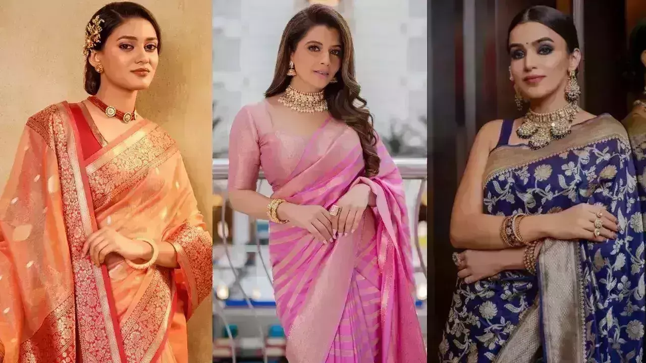 Lifestyle: नवरात्रि में ऑफिस जाते समय खूबसूरत दिखने के लिए पहने यह साड़ी और सूट Lifestyle: नवरात्रि में ऑफिस जाते समय खूबसूरत दिखने के लिए पहने यह साड़ी और सूट