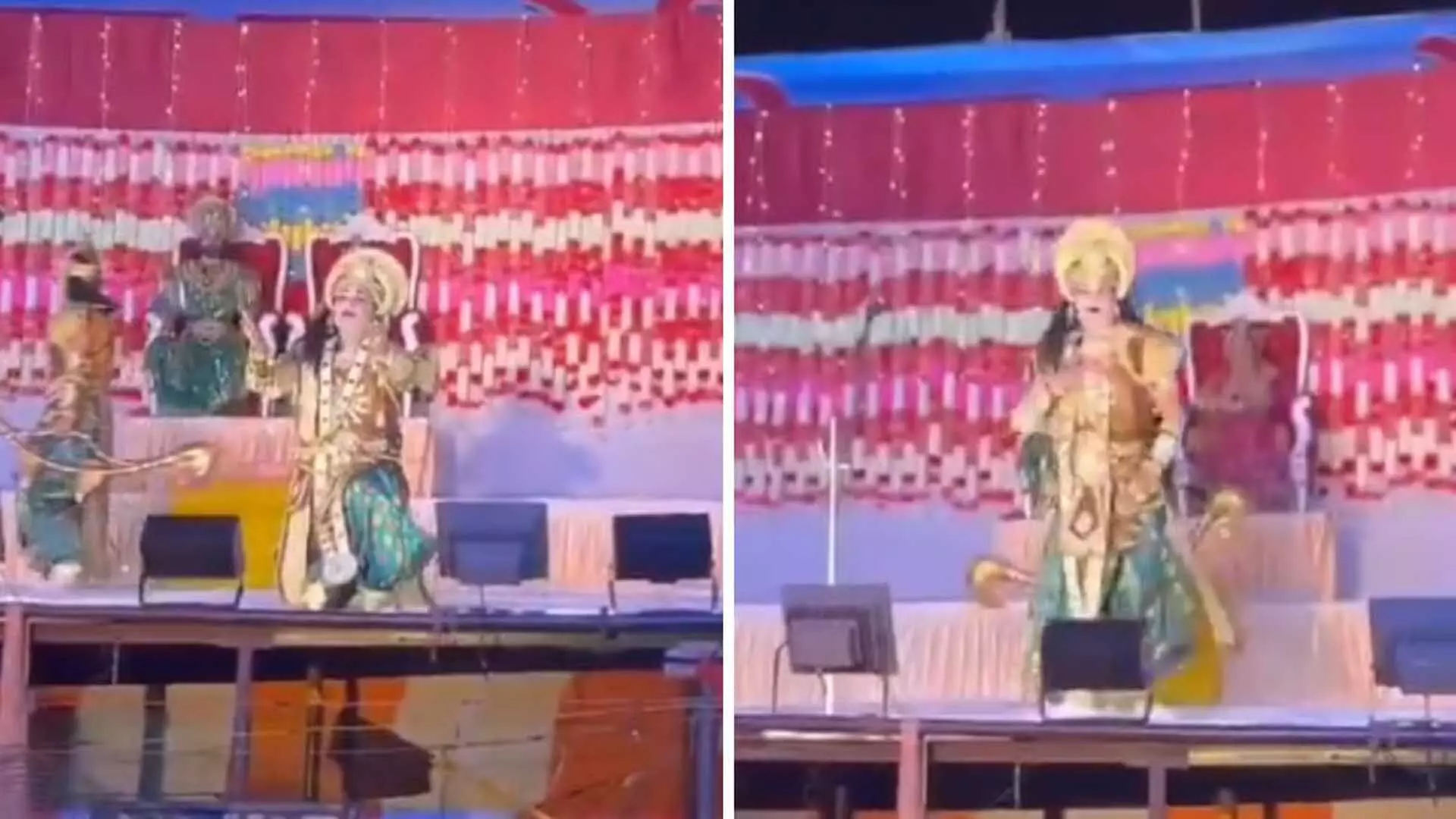 Ramleela में राम का किरदार निभा रहे शख्स की स्टेज पर ही हार्ट अटैक से मौत, VIDEO...