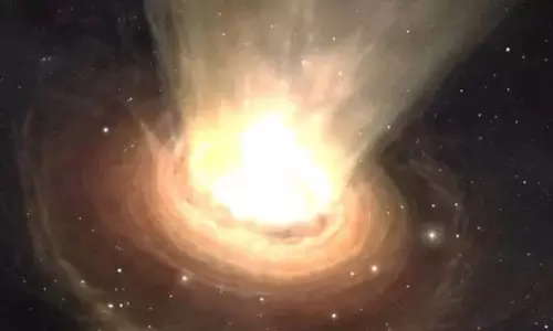 प्राचीन विशालकाय Black Hole से आकाशगंगा को नष्ट करने वाली हवा बह रही प्राचीन विशालकाय Black Hole से आकाशगंगा को नष्ट करने वाली हवा बह रही