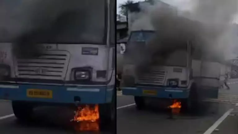 कोल्लम में चलती KSRTC की बस में लगी आग