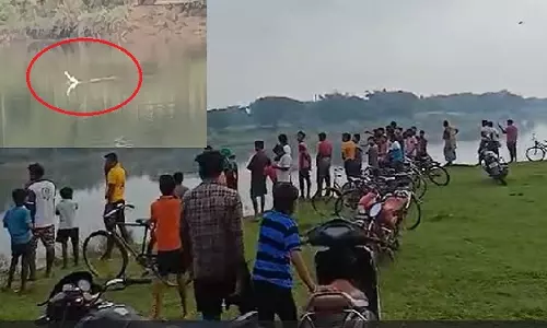 Daya river में मगरमच्छ देखा गया, नदी किनारे लोगों की भीड़ उमड़ी