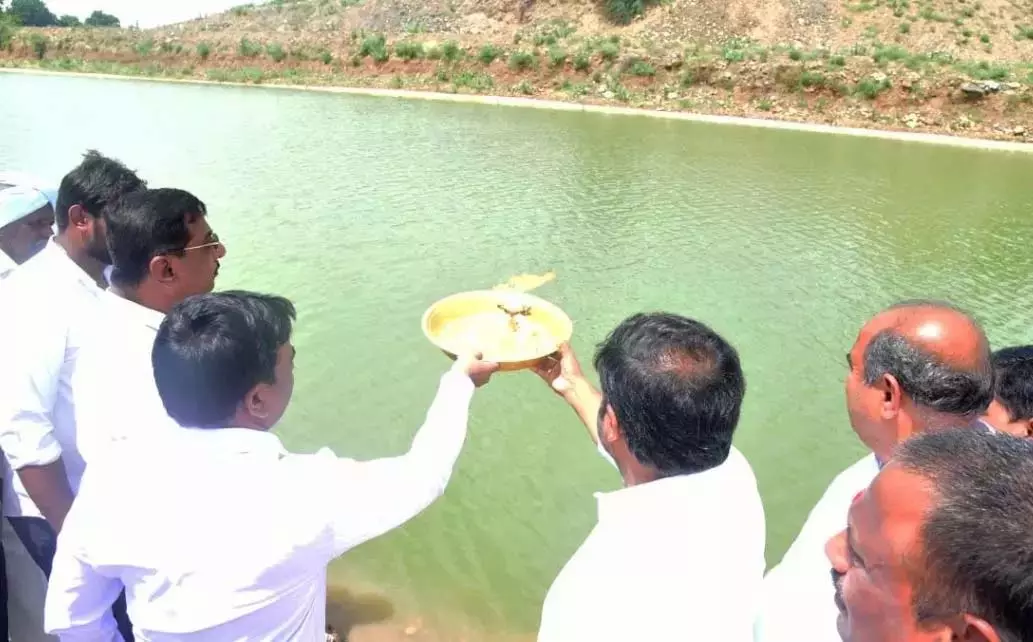 कडप्पा में 15,000 एकड़ भूमि की सिंचाई के लिए GNSS परियोजना से पानी छोड़ा गया कडप्पा में 15,000 एकड़ भूमि की सिंचाई के लिए GNSS परियोजना से पानी छोड़ा गया