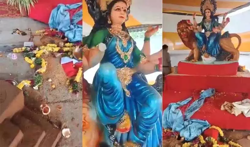 Nampally पंडाल में दुर्गा प्रतिमा क्षतिग्रस्त, पुलिस जांच कर रही