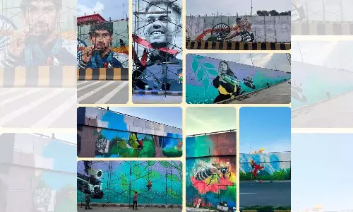 GHMC ने हैदराबाद में फ्लाईओवर को पेंट से सुंदर बनाया GHMC ने हैदराबाद में फ्लाईओवर को पेंट से सुंदर बनाया