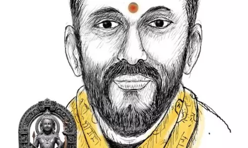 कार्टूनिस्ट पांडुरंगा ने योगीराज का किया सम्मान, भेंट किया पोर्ट्रेट स्केच