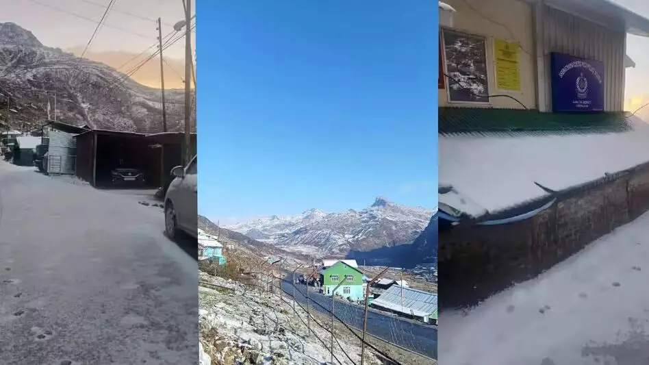 Sikkim : सिक्किम की चांगू घाटी में मौसम की पहली बर्फबारी