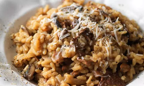 Mushroom रिसोट्टो विद क्रैक्ड व्हीट रेसिपी