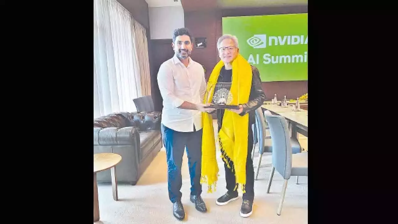 लोकेश ने Nvidia CEO से मुलाकात की, एआई यूनिवर्सिटी के लिए समर्थन मांगा