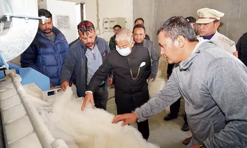 उपराज्यपाल ने Leh में पश्मीना के बाल हटाने वाले संयंत्र का दौरा किया