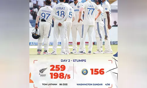 New Zealand ने दूसरे दिन के खेल के अंत तक 301 रनों की बढ़त हासिल कर ली New Zealand ने दूसरे दिन के खेल के अंत तक 301 रनों की बढ़त हासिल कर ली