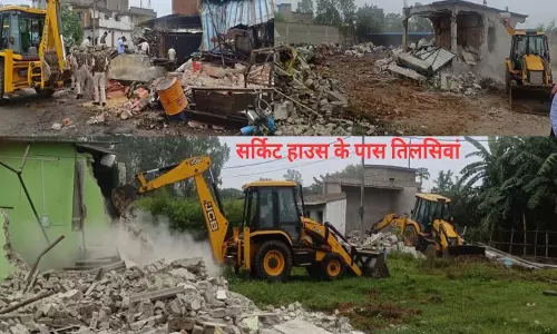 खूनी कुलदीप साहू का कबाड़ खाना भी ध्वस्त, वीडियो
