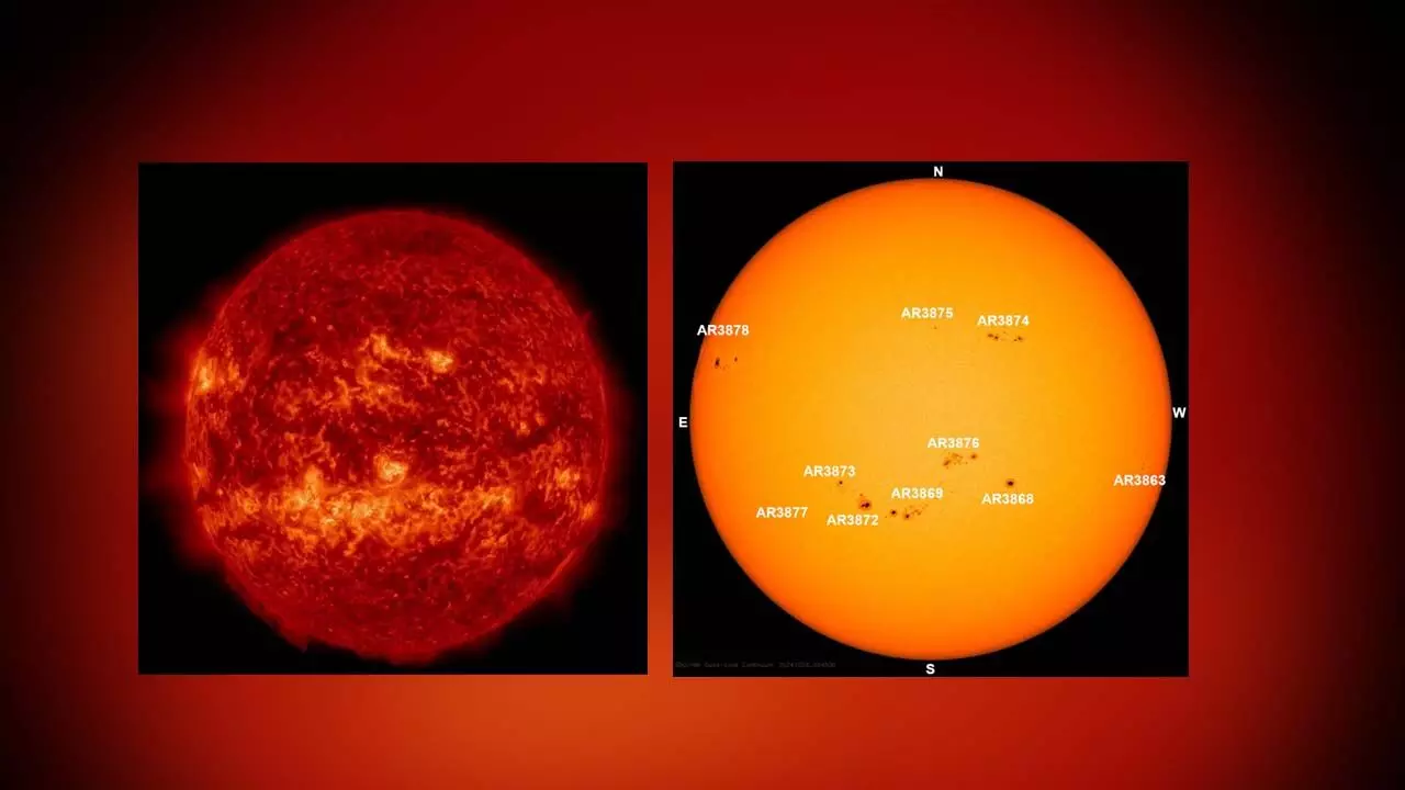 सूर्य के पृथ्वी की ओर वाले हिस्से पर 3 सक्रिय क्षेत्र में बड़ी चमक की संका