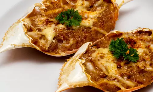 Baked केकड़ा रेसिपी