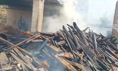 आग की चपेट में लकड़ी टाल, व्यापारी को हुआ लाखों का नुकसान