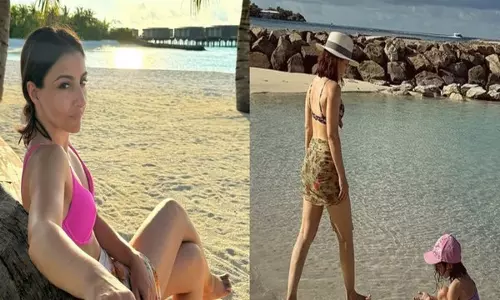 Soha Ali Khan ने मालदीव में अपनी बेटी इनाया के साथ बीच पर मस्ती की तस्वीरें शेयर कीं