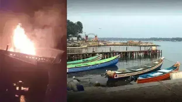 Bepore बंदरगाह में नाव में आग लगी, दो लोग गंभीर रूप से झुलसे