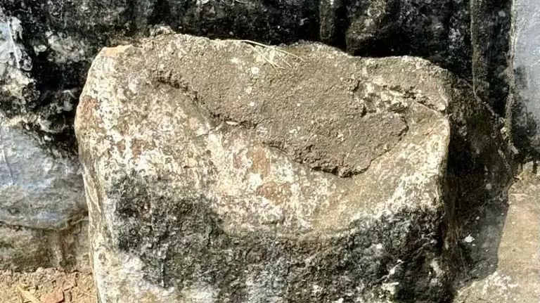 Bapatla जिले के नाले में 15वीं सदी का शिलालेख मिला Bapatla जिले के नाले में 15वीं सदी का शिलालेख मिला